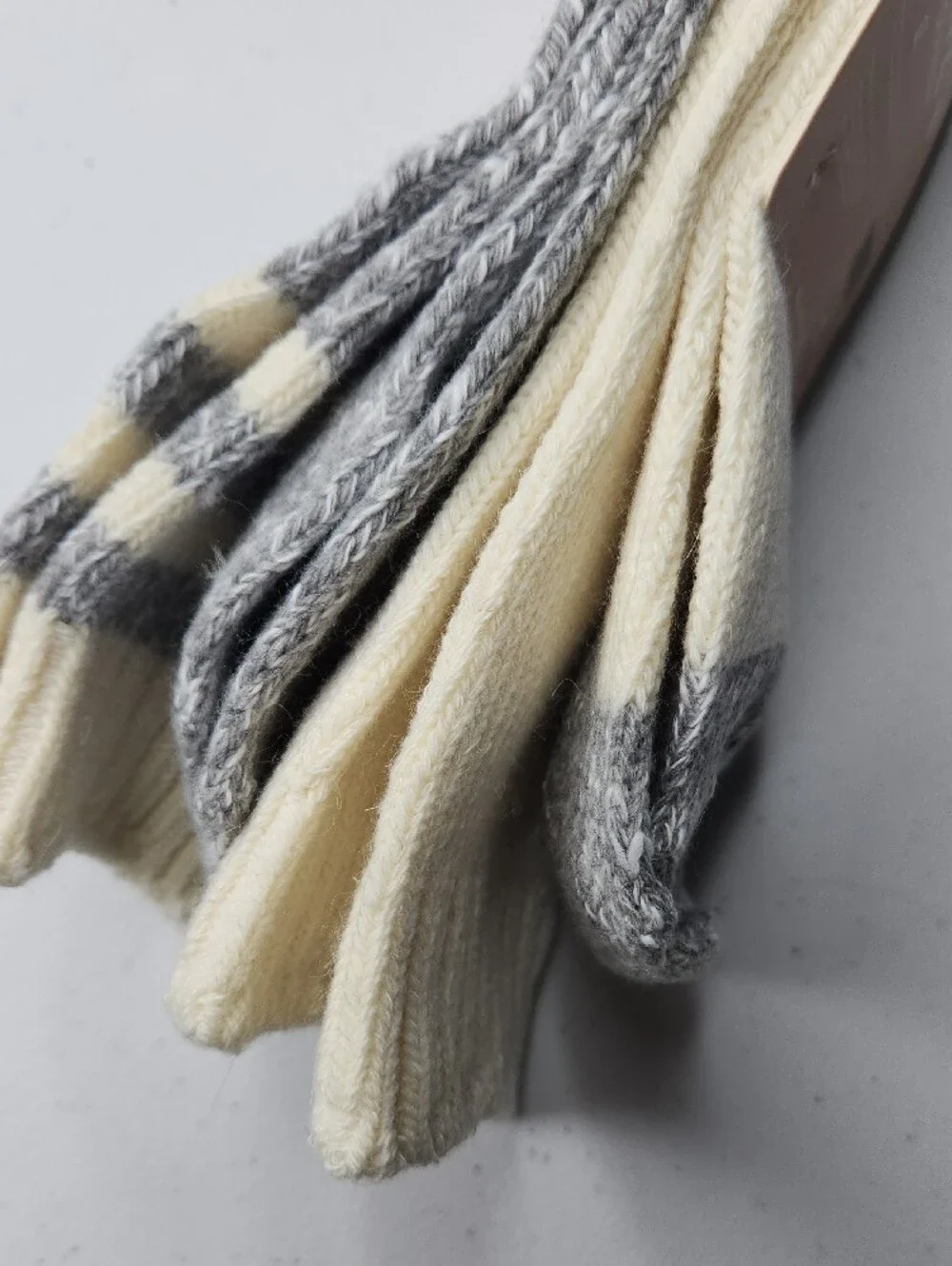 Women's Gray & Cream Wool Blend Boot Socks
